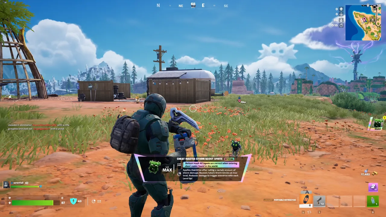 Running the Portable Extractor to secure the Cheat Master Storm Scout Sprite before leaving the match.