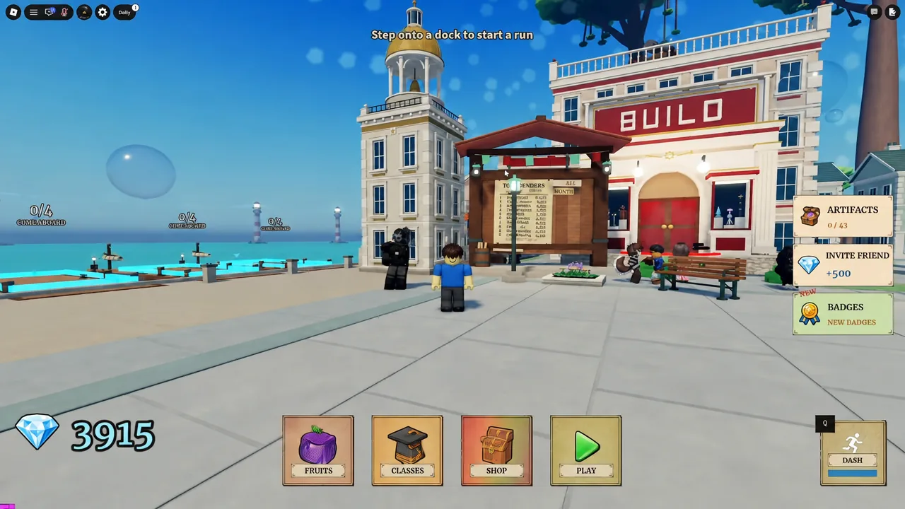 Lobby view near the dock where classes and fruits can be tested before buying