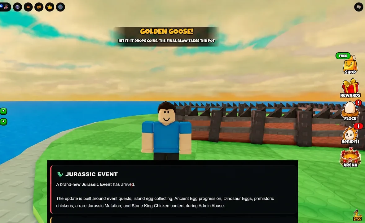 The Jurassic Event pop-up describing event quests, egg collecting and dinosaur content