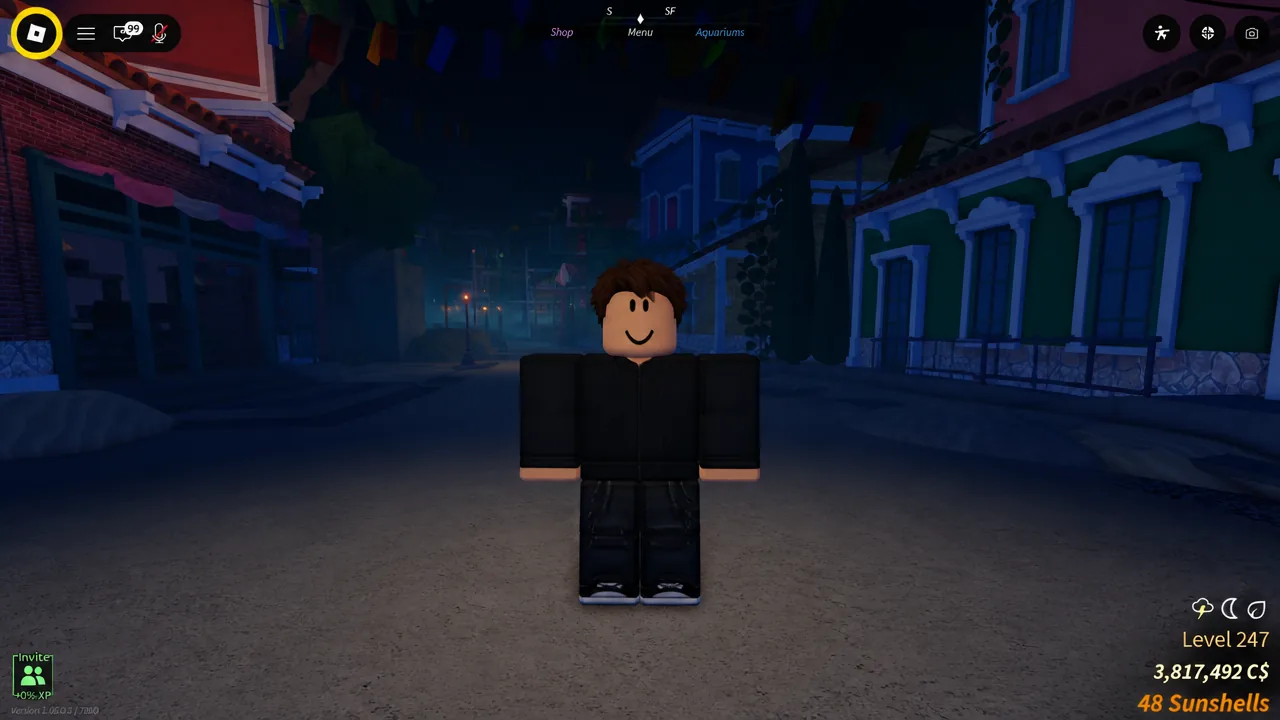 Fisch player character on the new Skycrest island where Idol Favor progression is earned