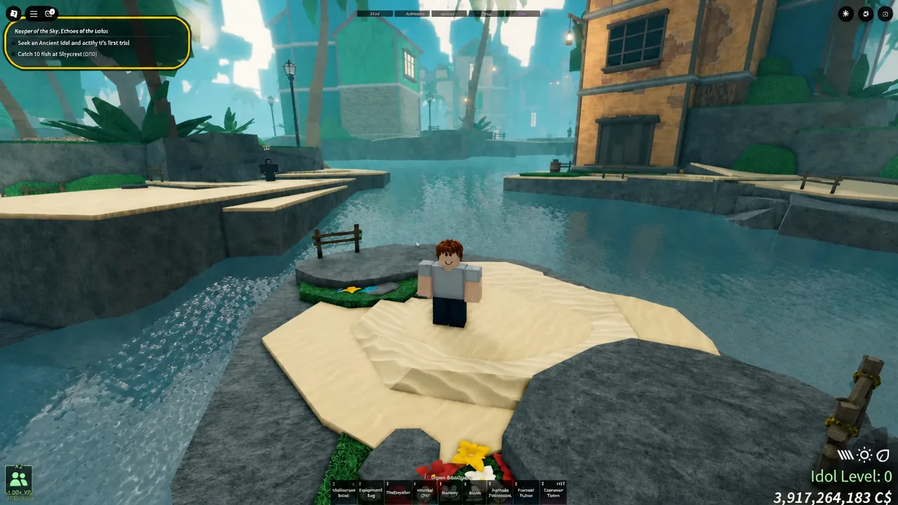 Blue crystal mountain on Skycrest where players make wishes for specific rods