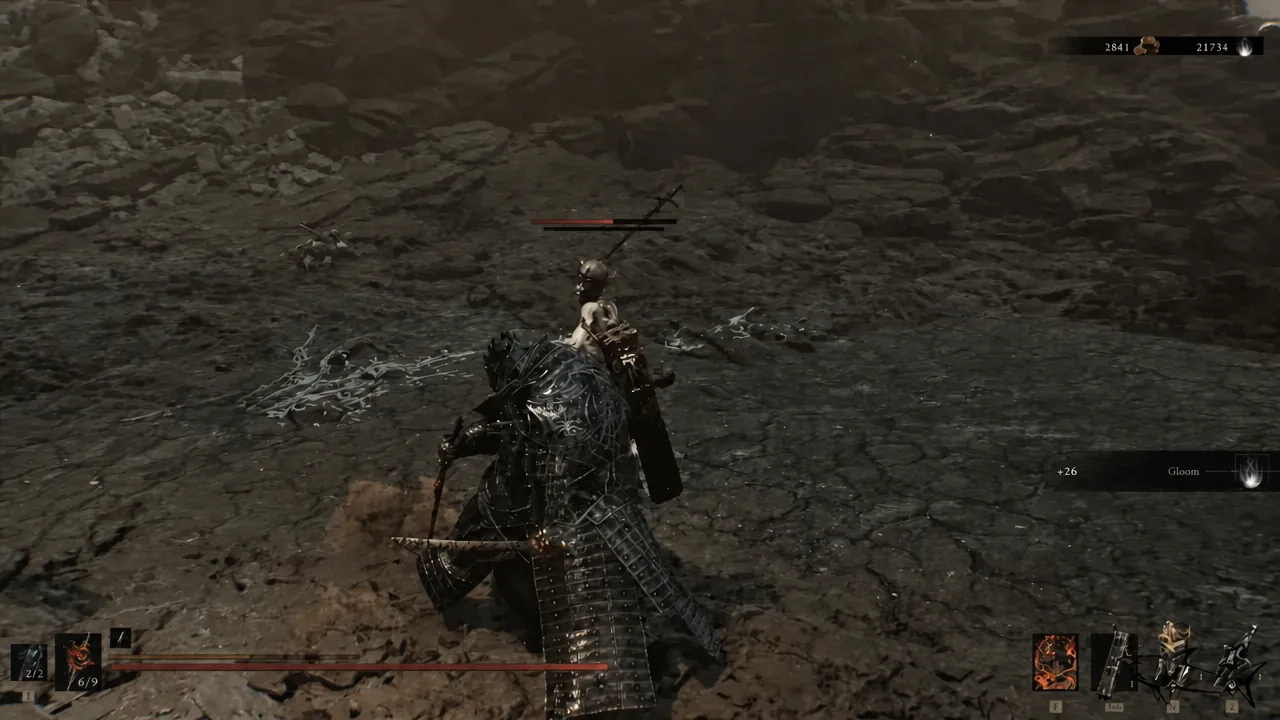 Fulminant Stone cluster explosion hitting an enemy with the health bar and combat HUD visible