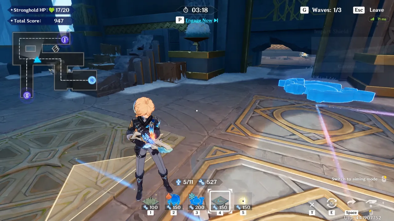Engage Now prompt on screen during the preparation phase between waves