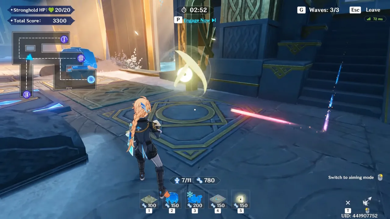 Highlighted Engage Now button being selected to trigger the final wave