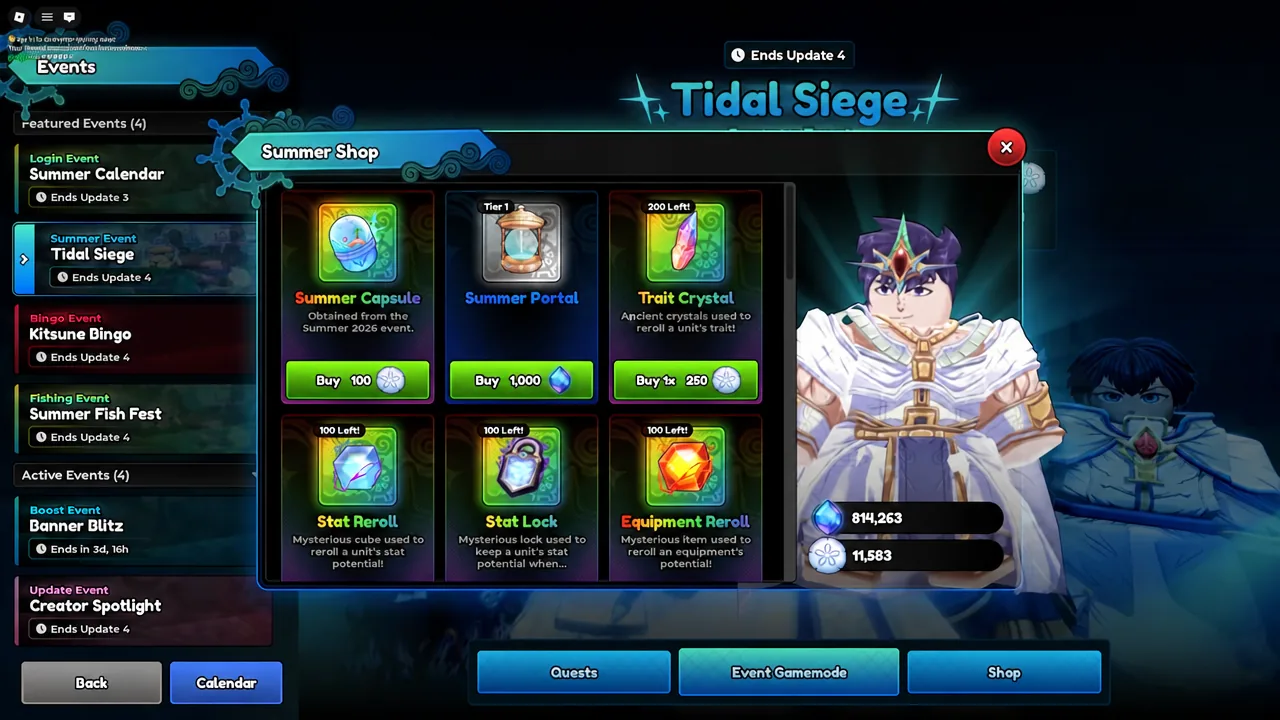 Sovereign equipped with Lightning Dagger, Shinigami Sword, and Warrior Pole gear
