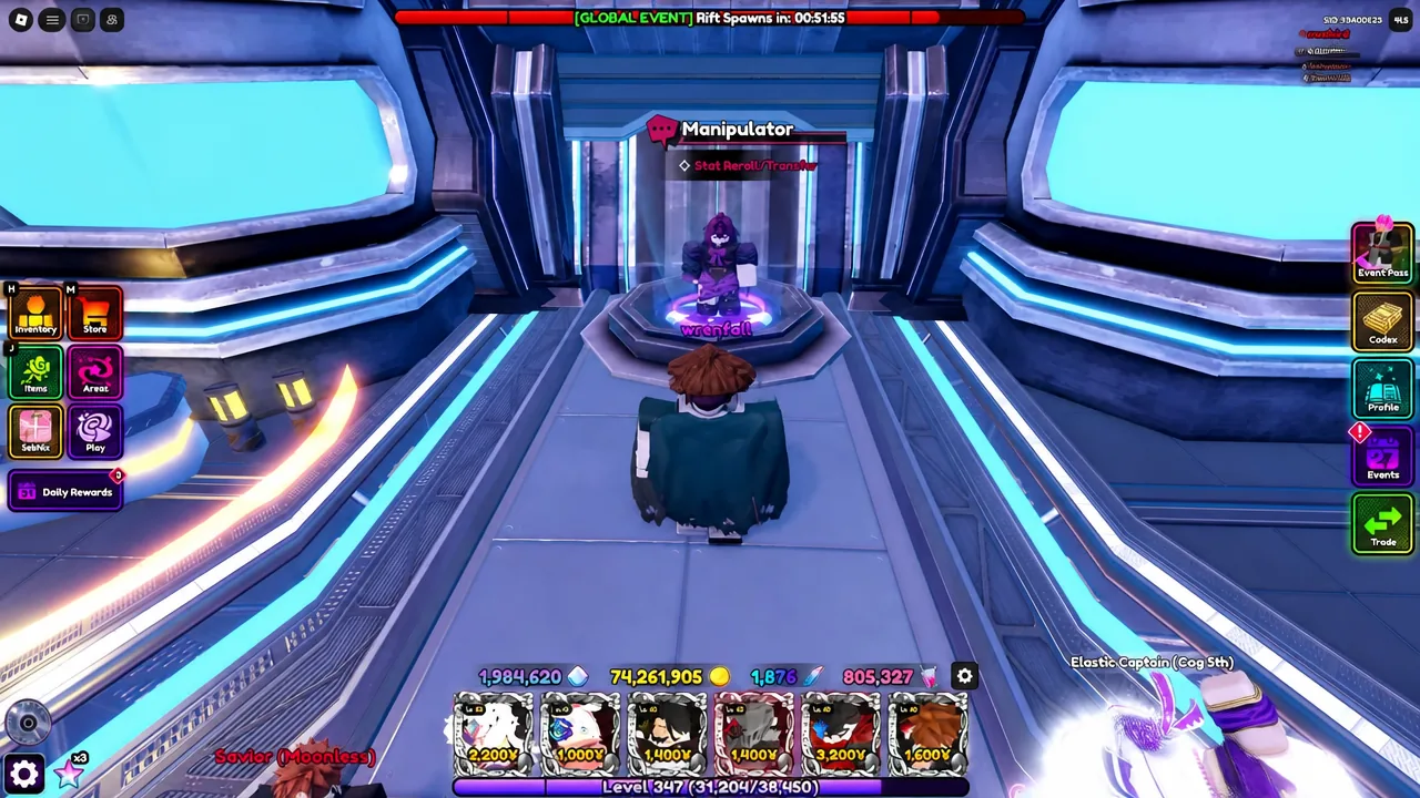 The Manipulator NPC menu with the Stat Reroll and Transmute option highlighted