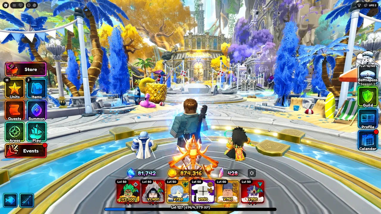 Anime Expeditions main hub with the Store button highlighted before opening the Summer Shop