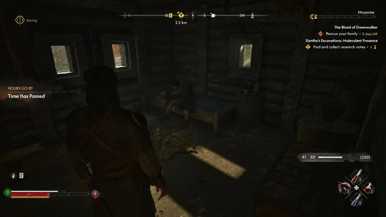 Time Has Passed notification and autosave inside the Parlita cabin after speaking to Ciprian