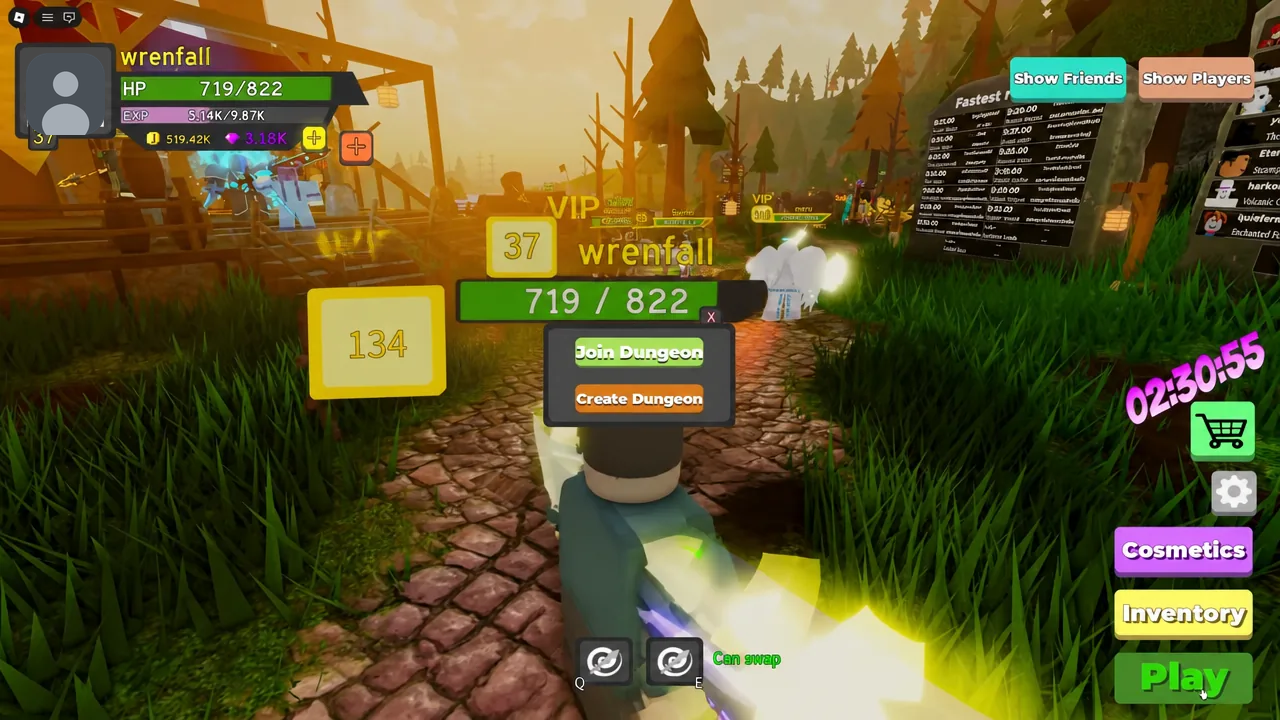 Dungeon menu with the Join Dungeon button highlighted