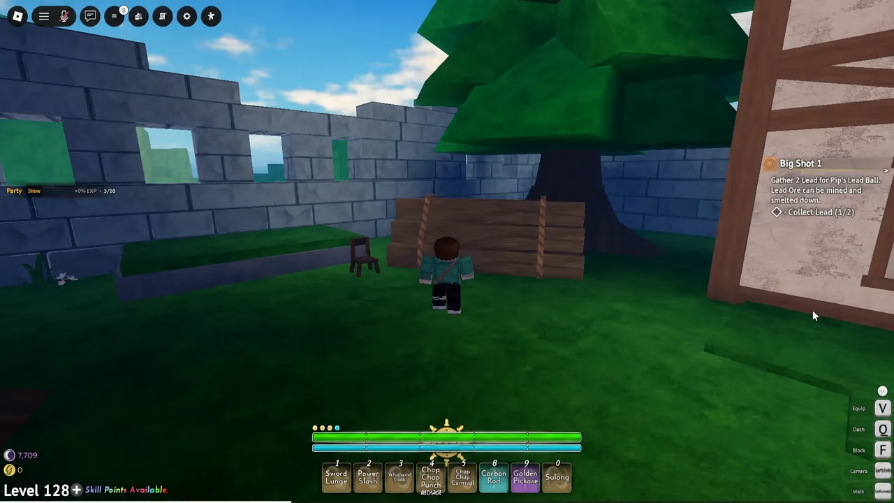 Anchor Town quest panel and interaction prompt while gathering an item from a wooden crate