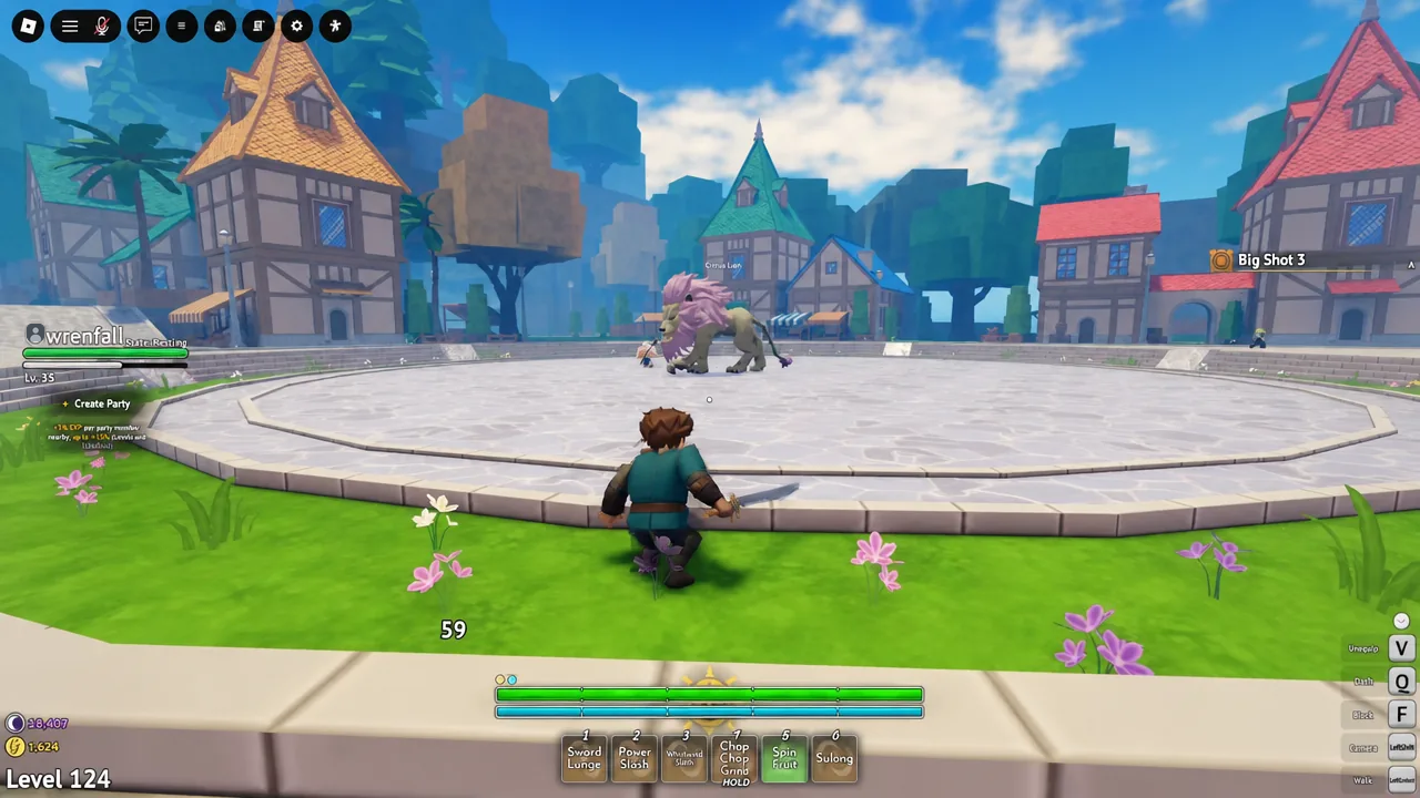 Grand Blue Early Access gameplay showing the player exploring a town area