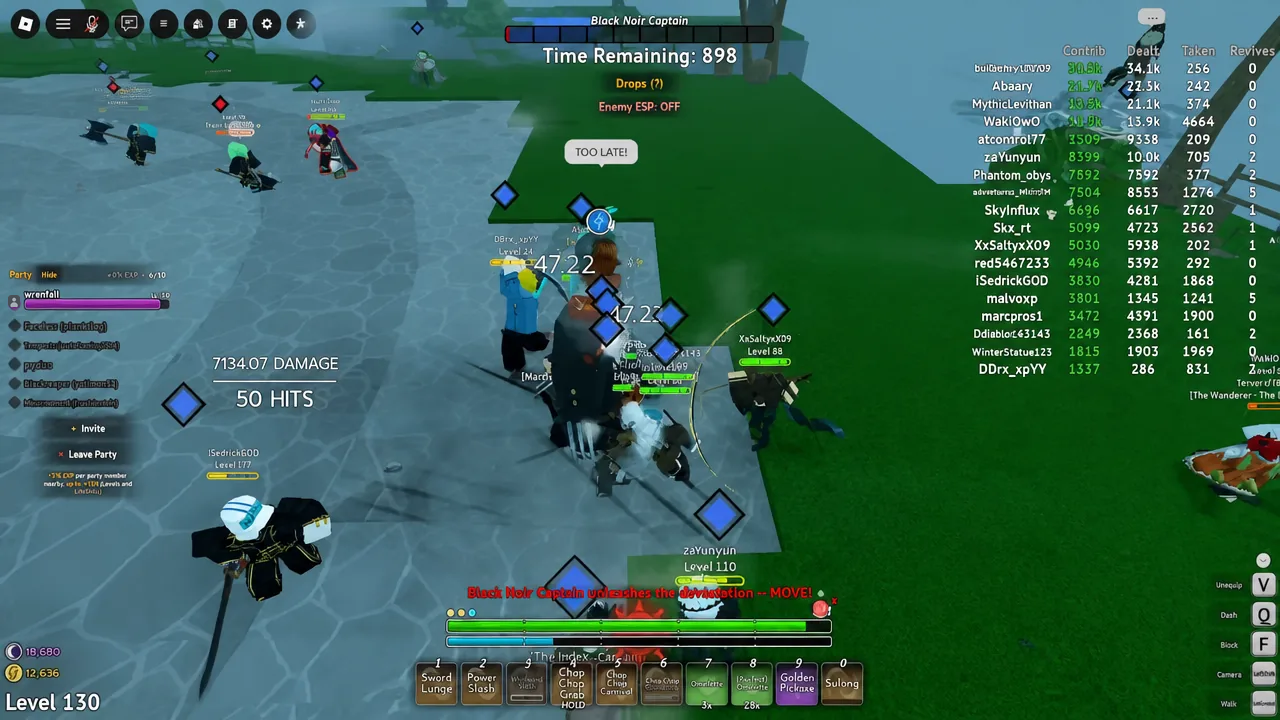 World boss fight in progress with the boss health bar and timer displayed on screen