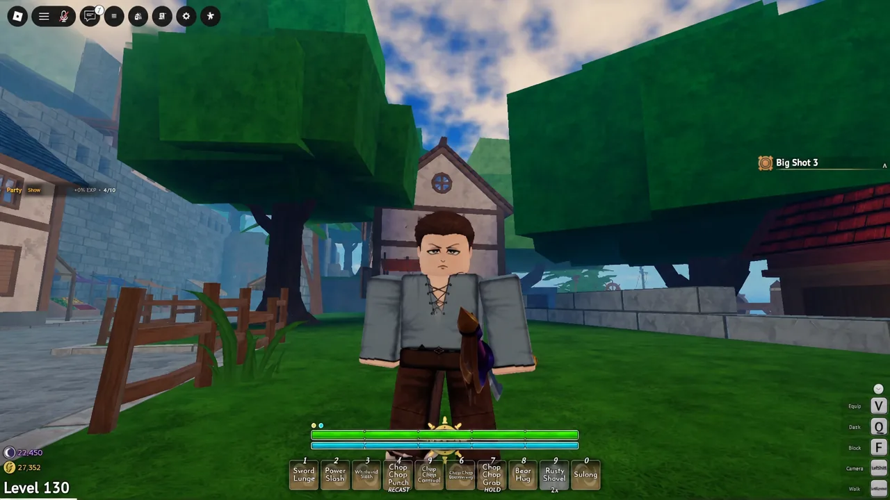 Digging for a buried Fruit Chest with a shovel while wearing the Treasure Hunter outfit