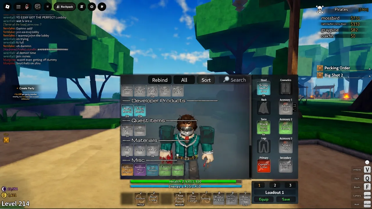 Backpack menu with an item highlighted in the Torso equipment slot ready to equip