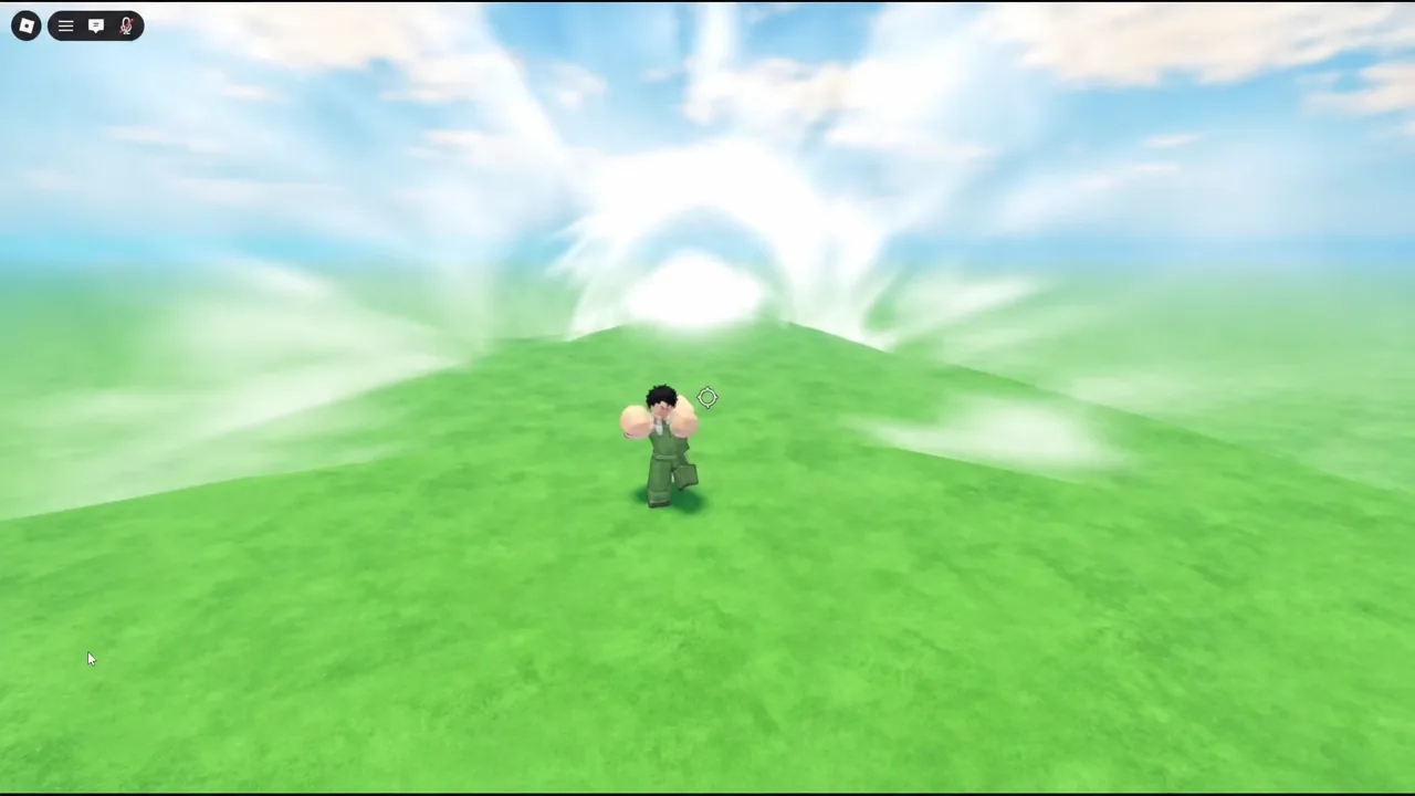 Player character raising both fists to wind up the King's Punch charge attack in a grassy field