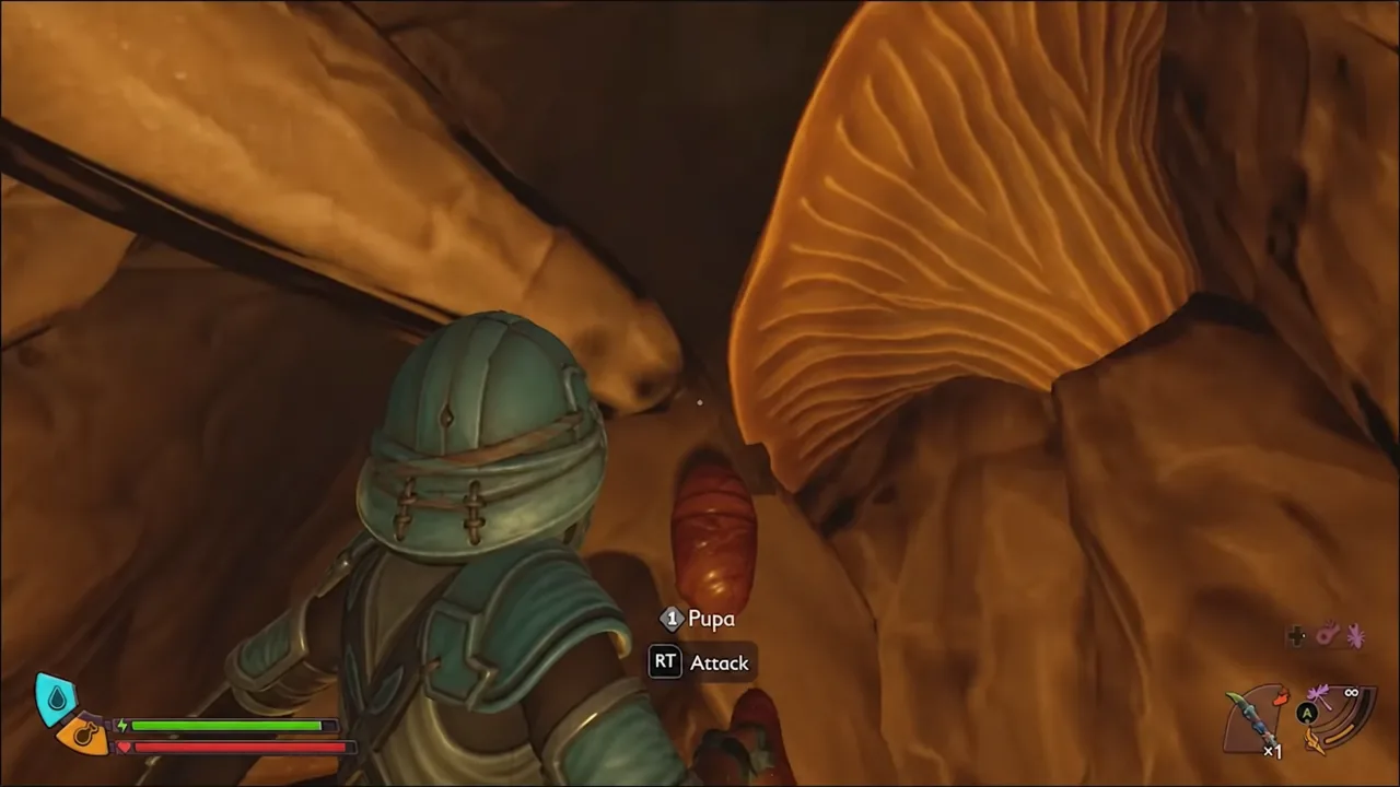 Attack prompt over a Pupa while harvesting it with the Tier 4 Omni-Axe