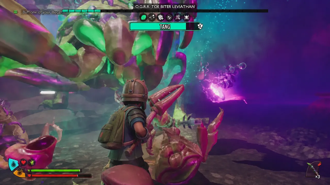 Fighting the Leviathan up close with the TANG status meter filling on screen