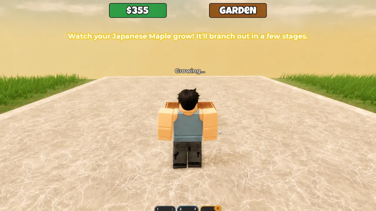 Japanese Maple in its planter on the Garden screen with the Growing status shown