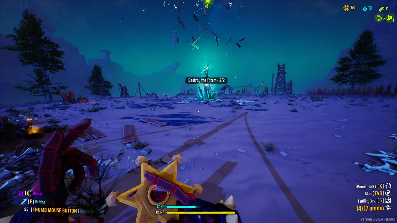 In-run objective tracker showing Destroy the Totem at 2 of 2 complete