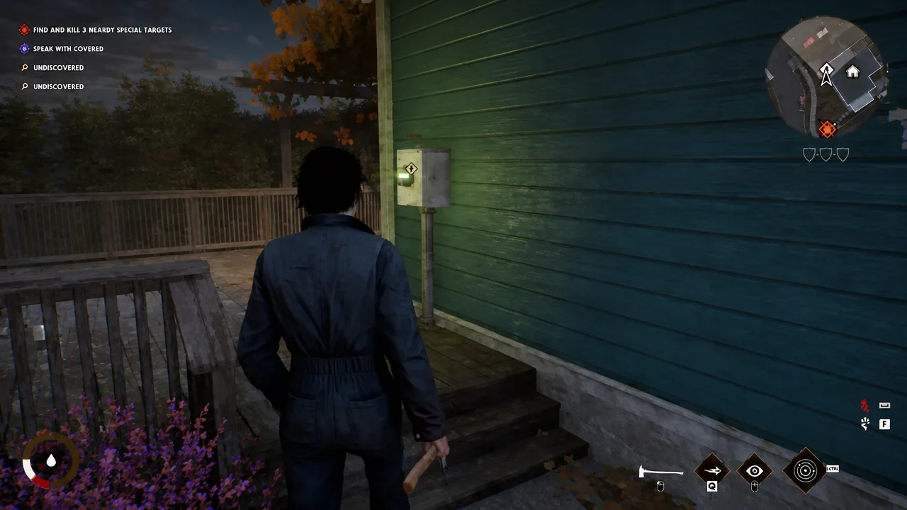 Michael standing at a wall-mounted electrical switch with the interaction prompt highlighted