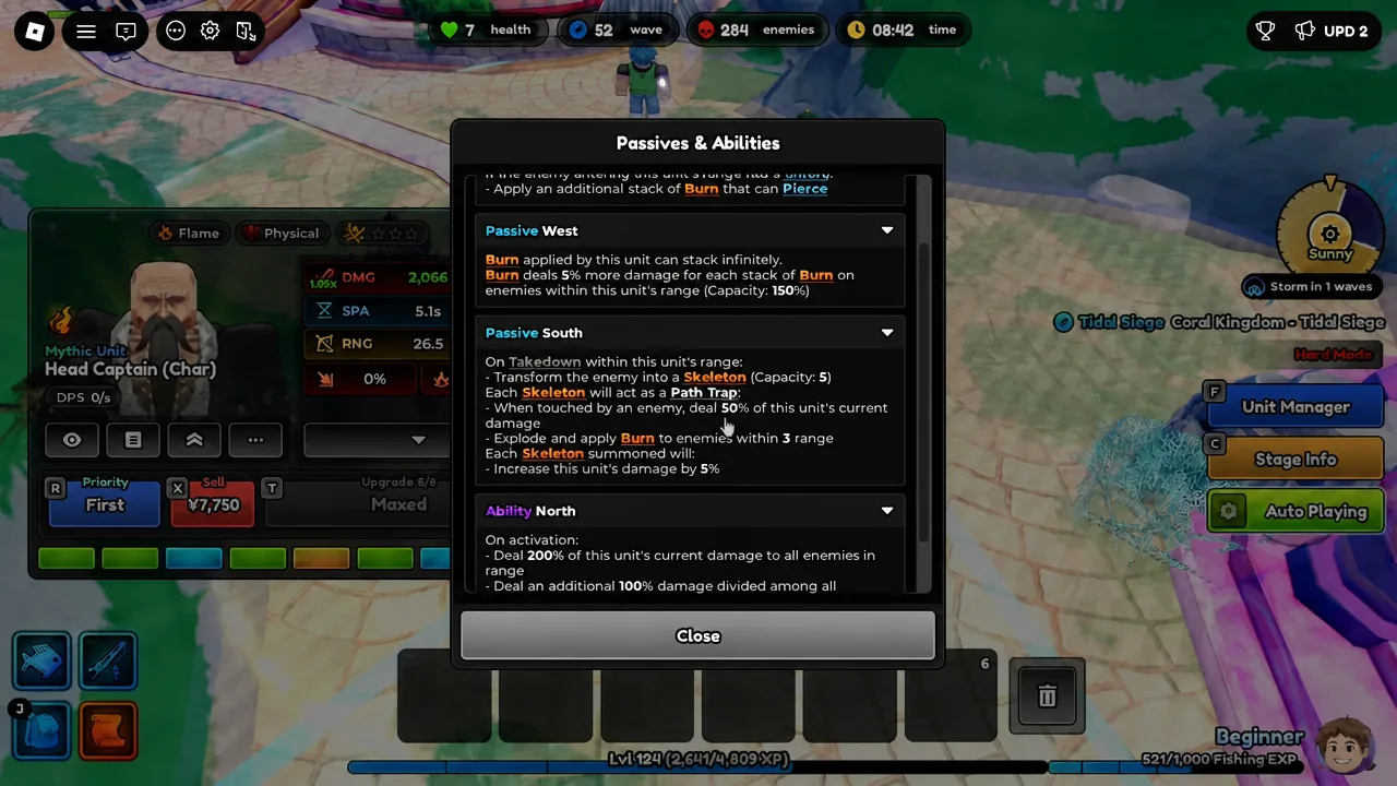 Ability menu showing the Collapse description and its 120 second cooldown