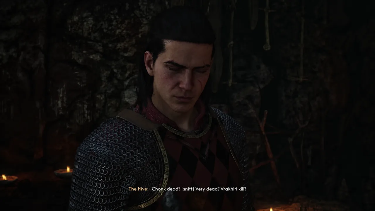 The Hive speaking to Coen in a cutscene after Chonk has been killed