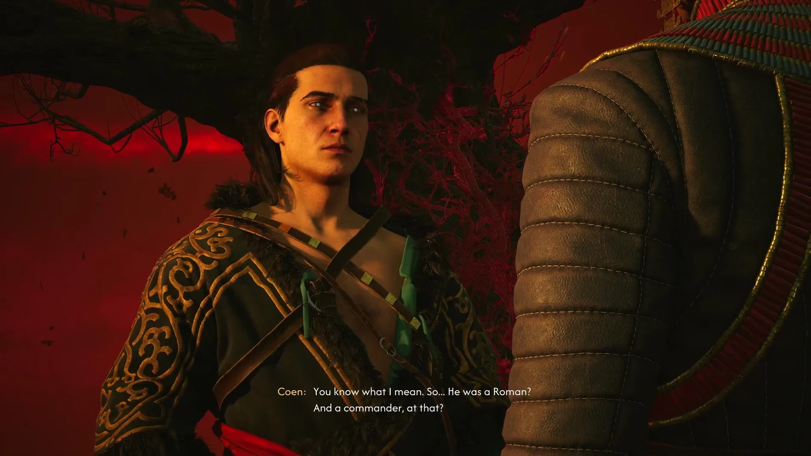 Coen talks with Locra after the vision, discussing Brencis's past as a Roman commander
