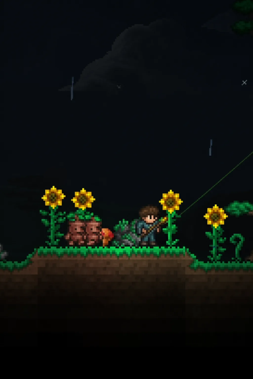 Clay Bud minion attacking a ground enemy while the player strikes with a whip to apply tag damage