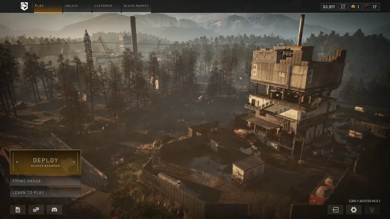 Wardogs main menu screen with the top navigation tabs, including Black Market