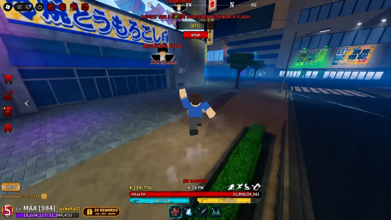 Fighting the S Grade Sorcerer during KAIZEN's Awakening Trial for Black Flash II