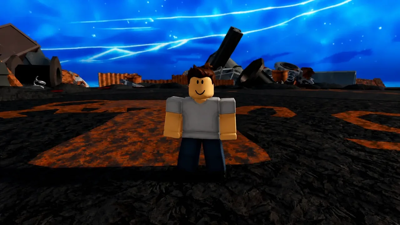 Player attacking the awakened Cyborg boss in the Fountain City junkyard