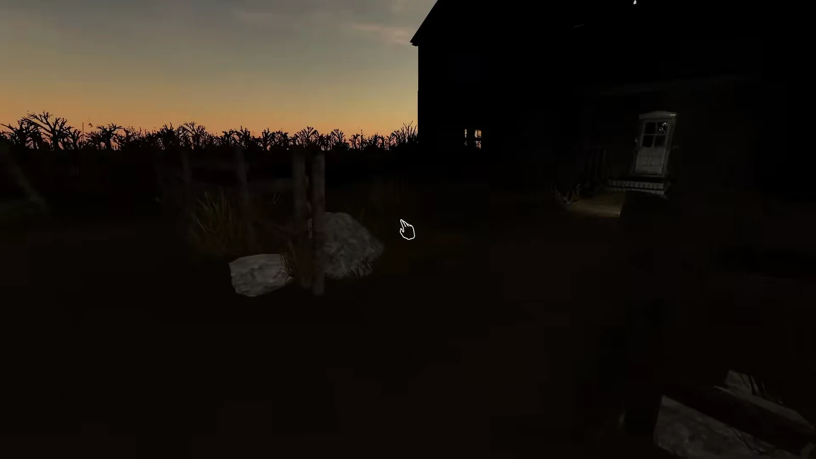 First-person view approaching the front door of the challenge location