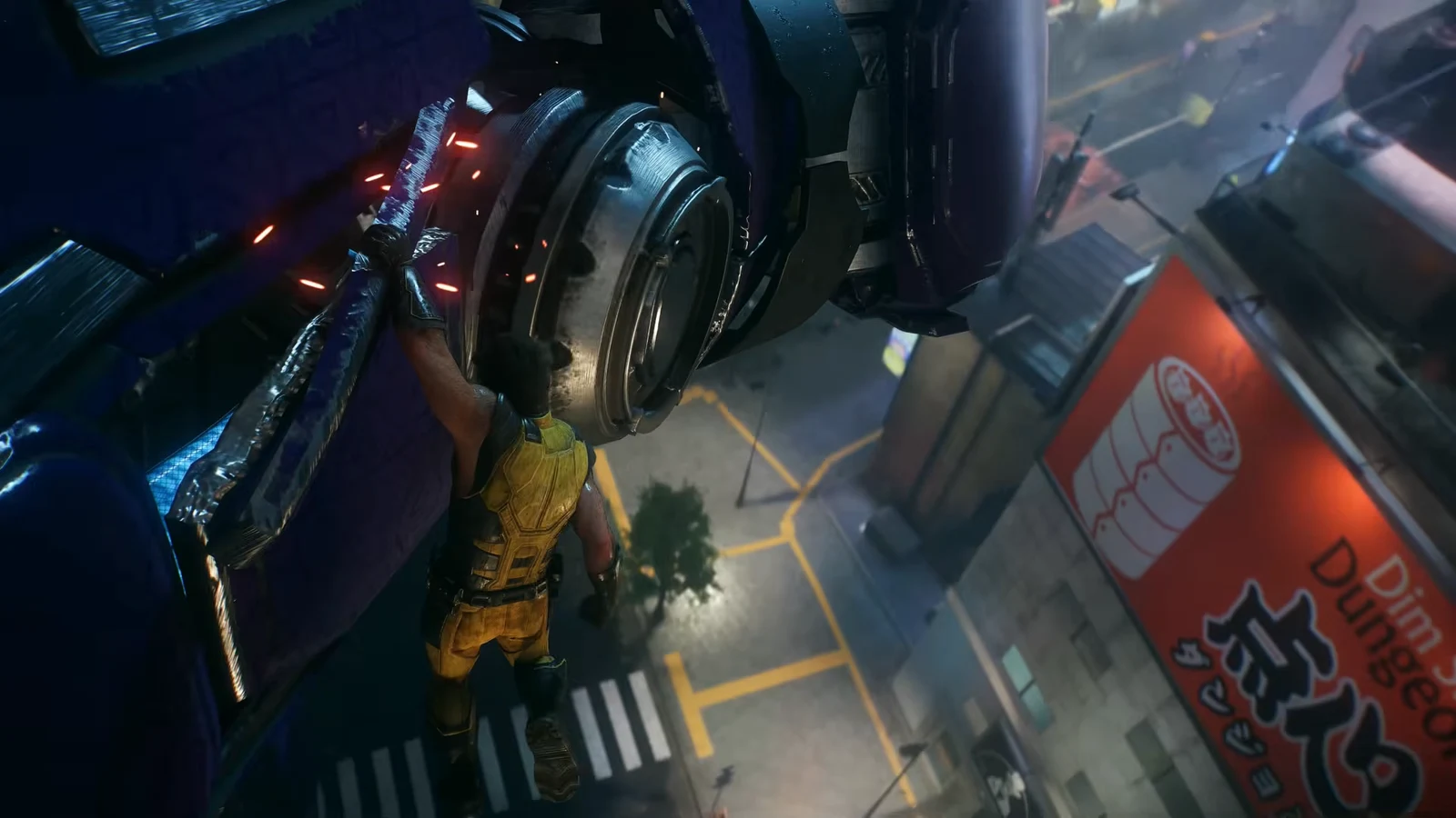 Logan scaling the Helix Sentinel's armor to reach its glowing power core