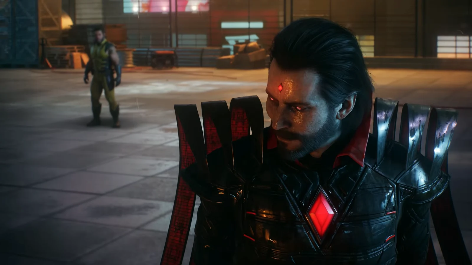 Logan facing Mister Sinister as Essex conjures duplicates on the Shinjuku rooftop