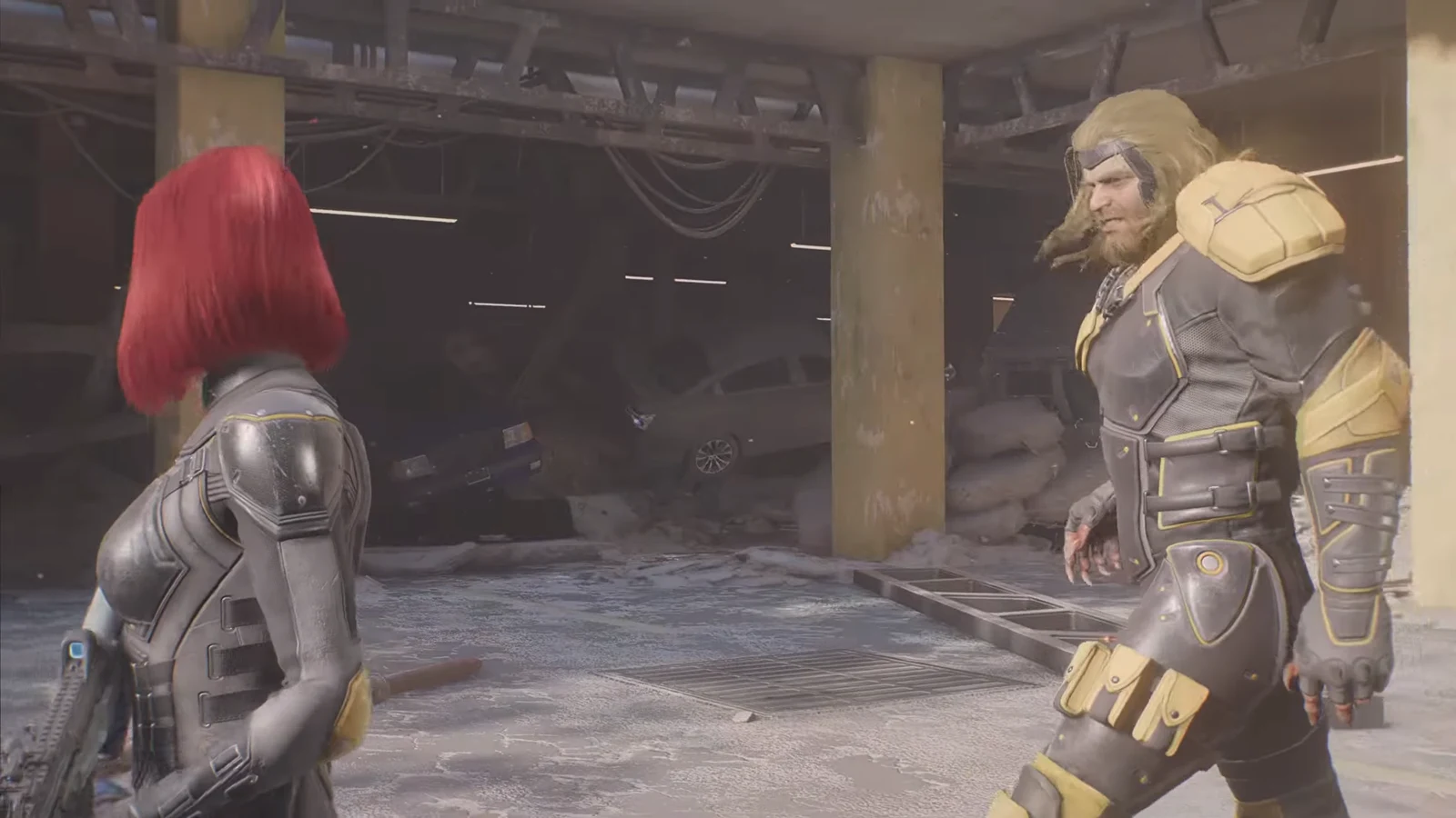 Cutscene of Logan and allies regrouping in the rubble outside before phase two