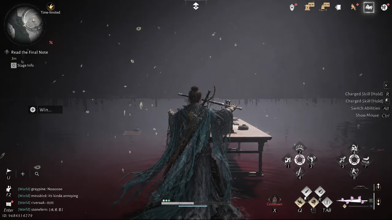 The Read the Final Note objective on screen as the character walks up to the note resting on the repaired desk