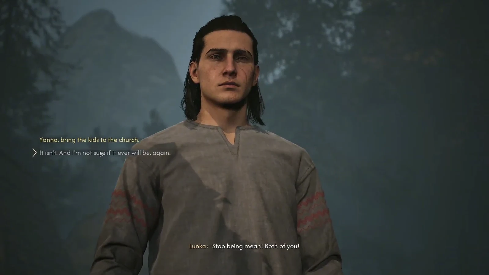 Dialogue wheel during the sibling cutscene with the option to send the kids to the church