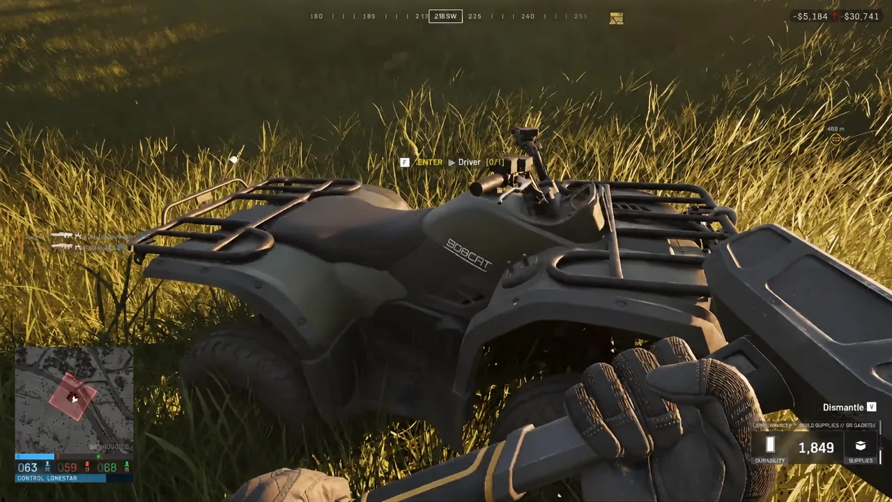 Prompt to enter the ATV driver seat shown on the gameplay HUD