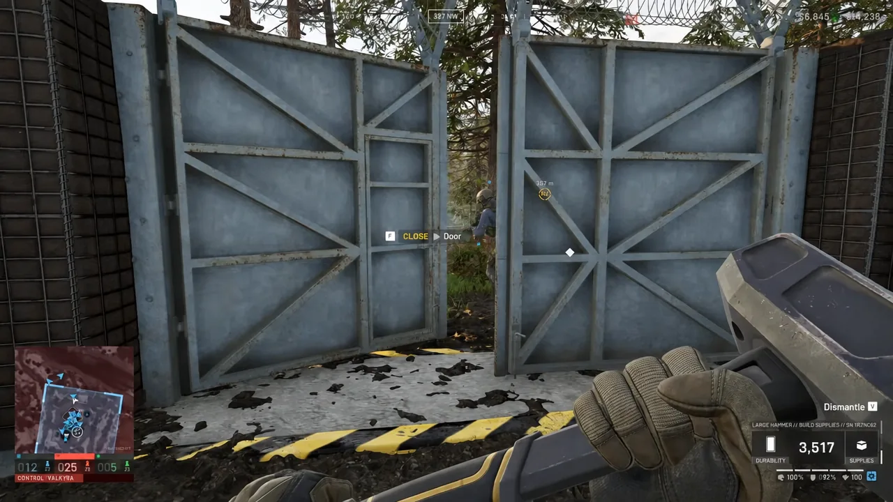 Interaction prompt to close the finished metal gate from inside the base