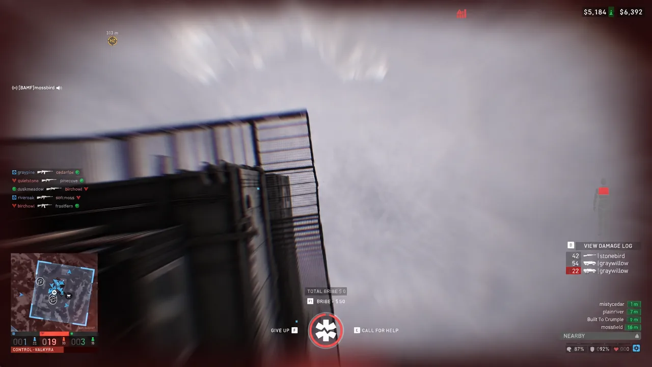 Downed screen showing the revive icon and call for help prompt