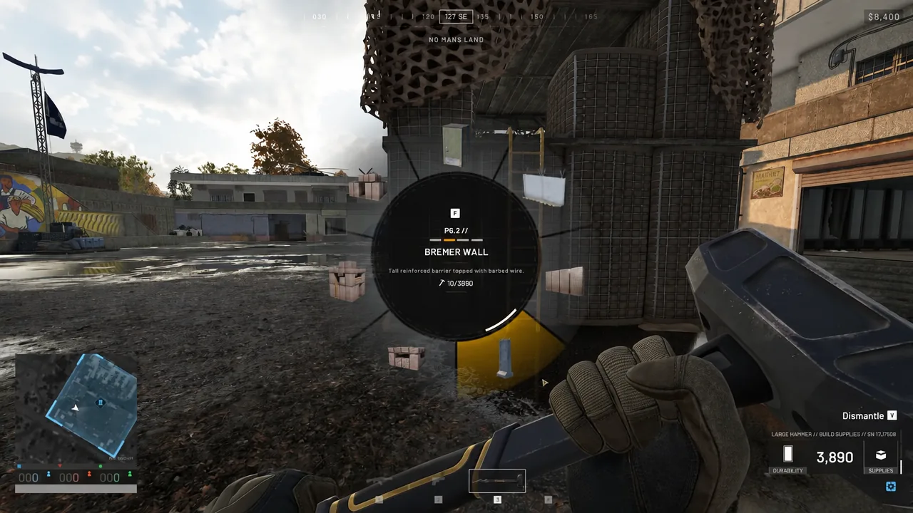 Bremer Wall selected as the hammer dismantle progress ring fills on screen