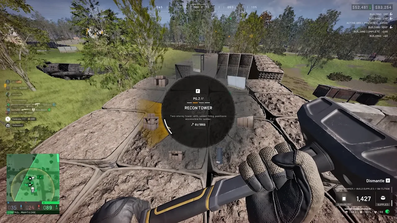 Cash reward displayed on screen after a Drill Rig pulls the zone to the base