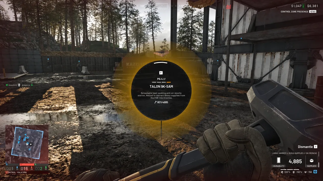 Wardogs build prompt centered on screen with TALON highlighted while cycling options.