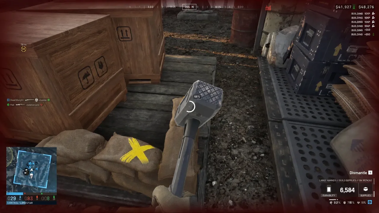 Dismantle progress ring at 68 percent while using the Large Hammer in WARDOGS