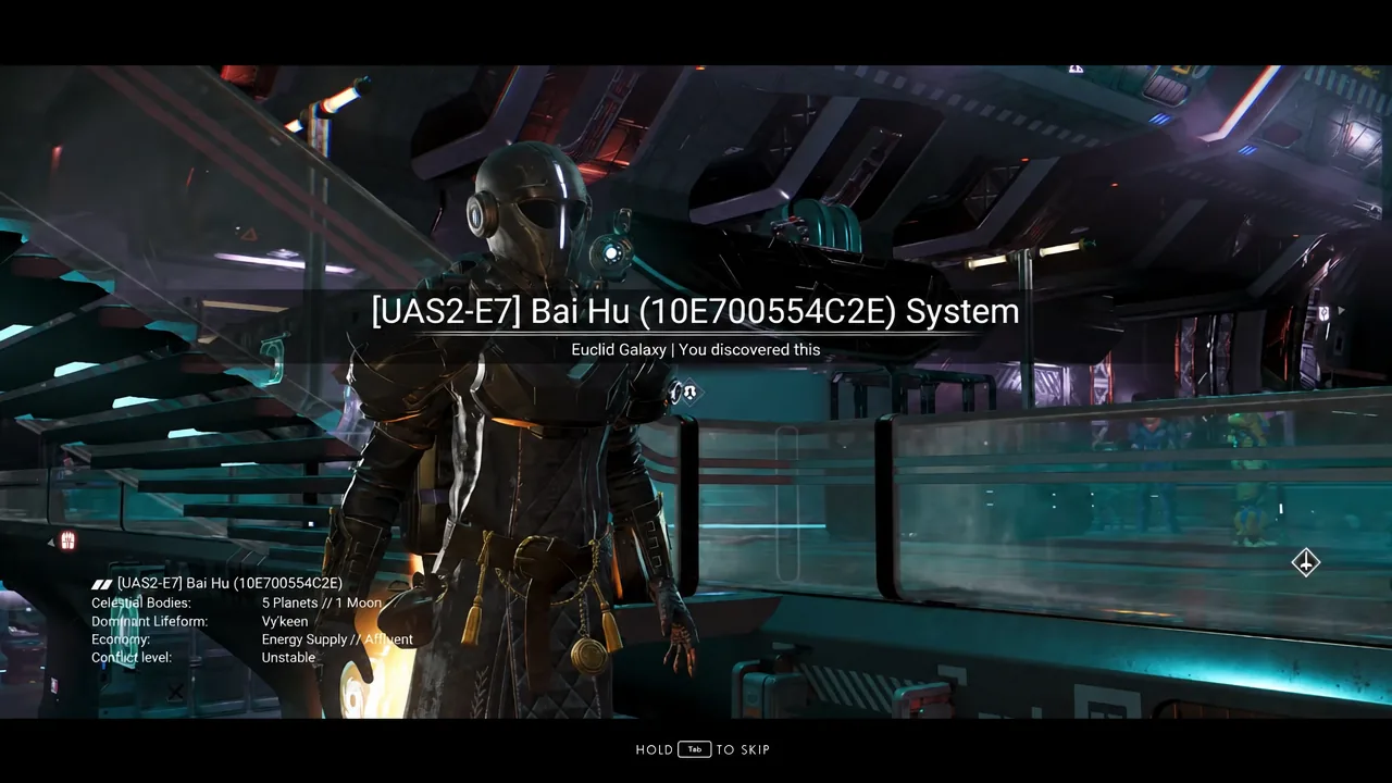 System discovery screen showing the Bai Hu system name and its discovery details
