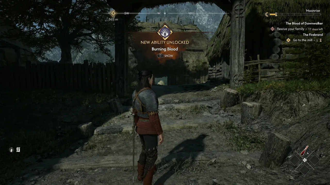 The Burning Blood new ability notification with the SHOW prompt highlighted on screen