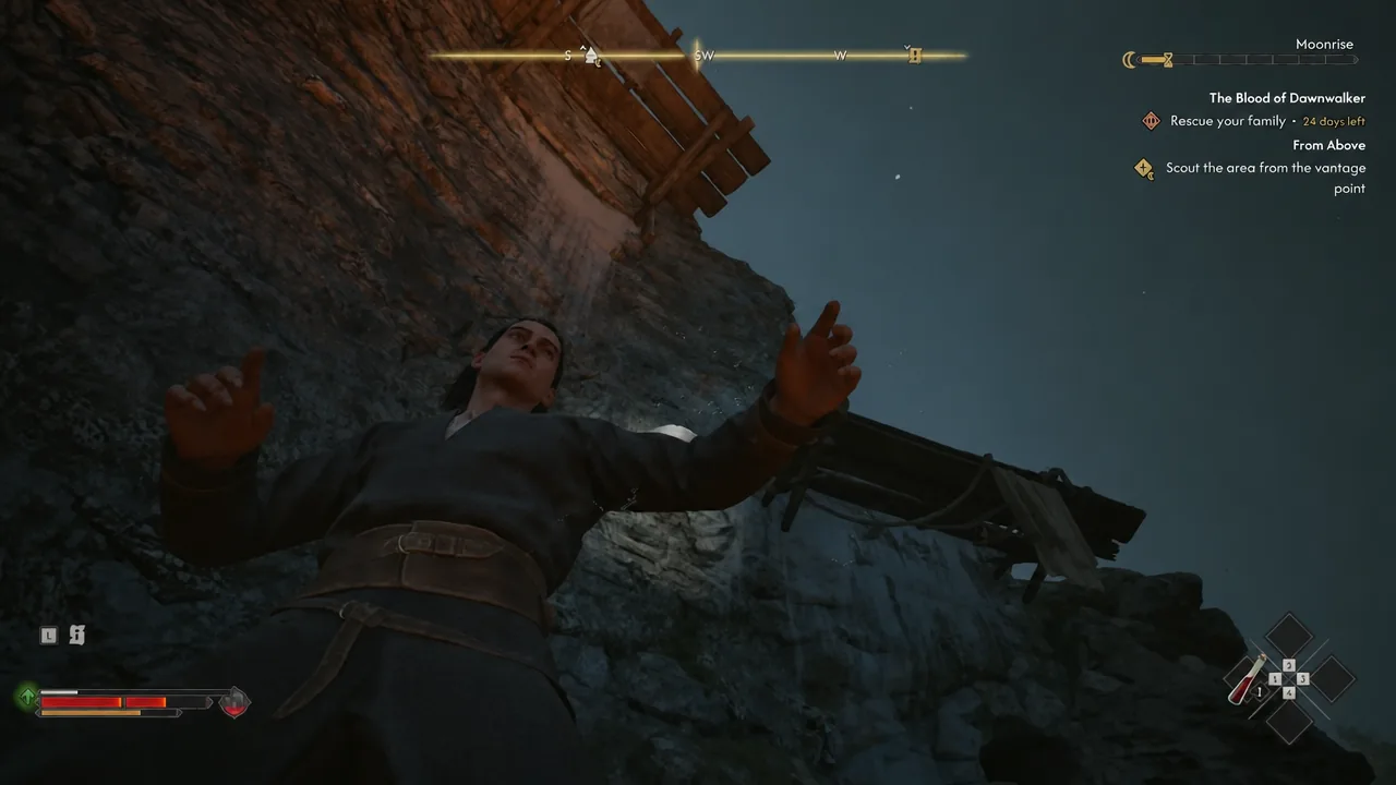 On-screen objective reading Scout the area from the vantage point at the top of the tower