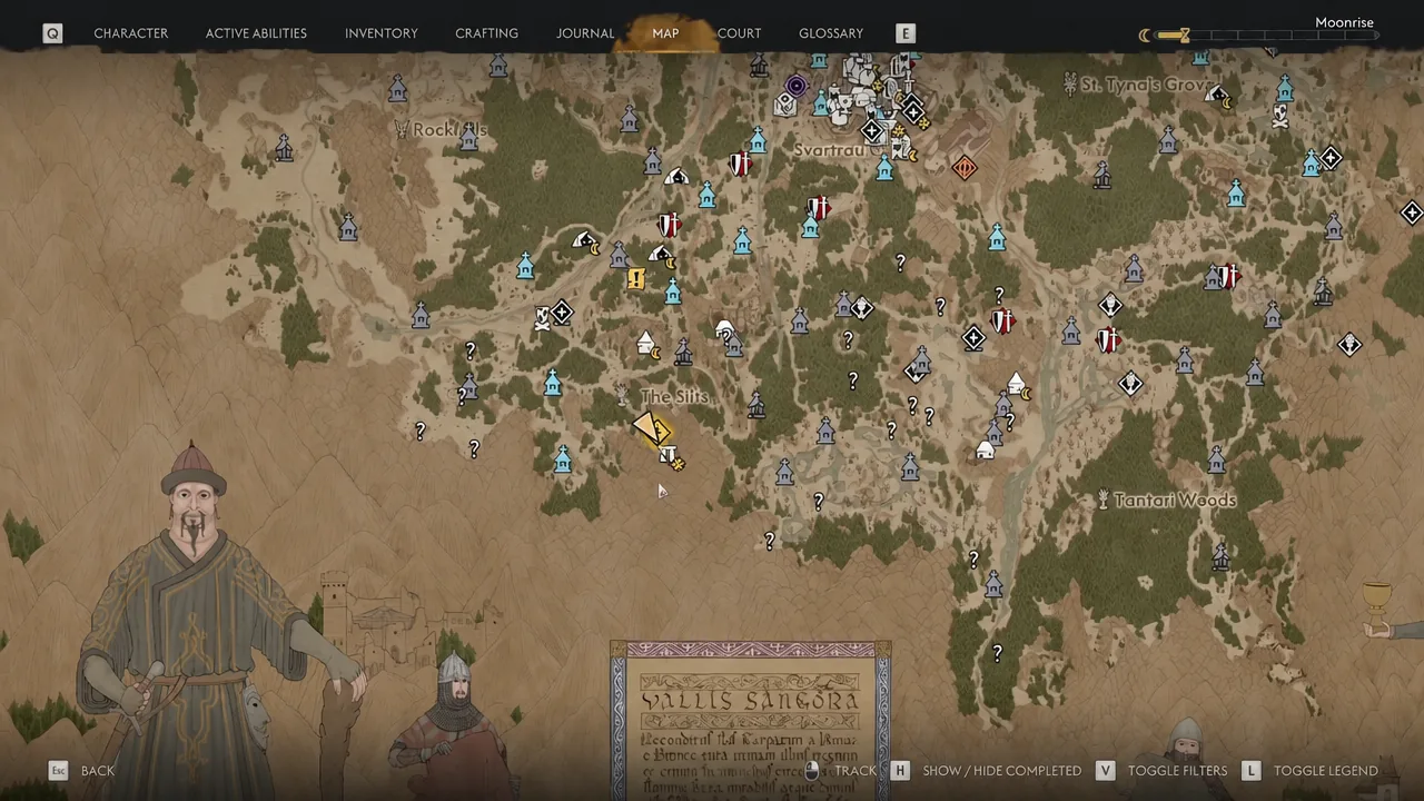 World map screen with the southern region marker highlighted in yellow for the stash objective
