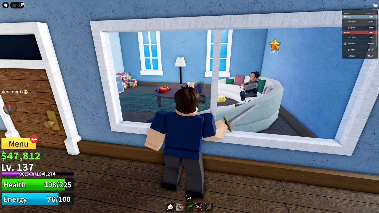 The hidden upstairs room in Middle Town where the developer NPC stands at his desk
