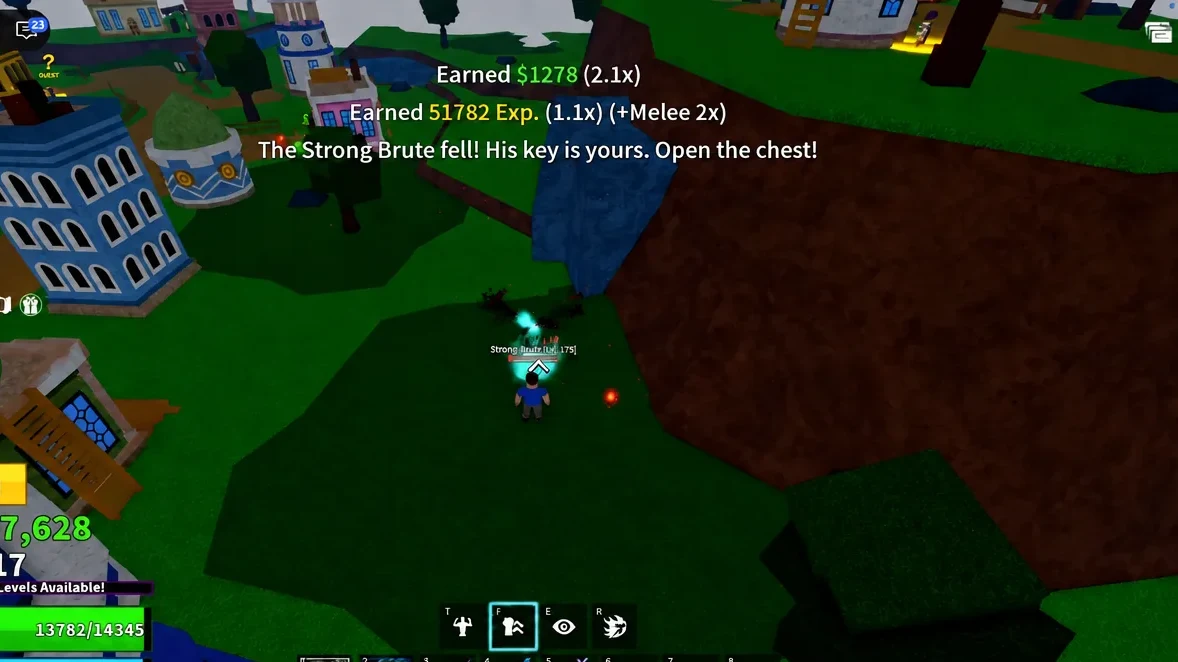 Locked Skylands chest on the ground with the smash chains dialogue prompt open